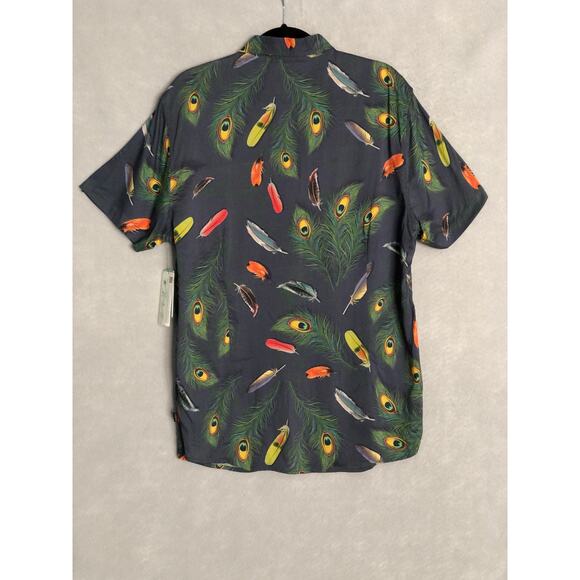 GUESS Peacock Shirt Men's Large Button-Up Short Sleeve NEW - Picture 5 of 7